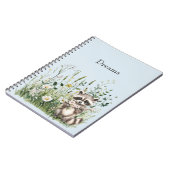 Carnet Raton laveur bleu floral (Côté gauche)
