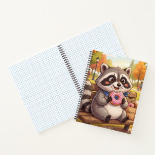 Carnet Raton laveur de dessin animé mignon mangeant un be