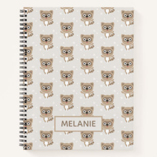 Carnet Raton laveur de dessin animé mignon motif hivernal
