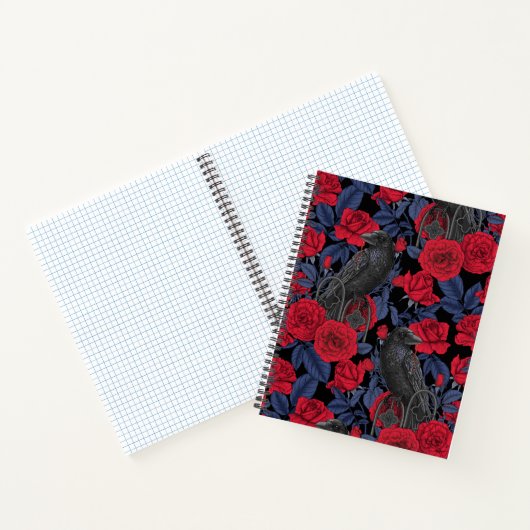 Carnet Ravages et roses avec des feuilles bleu foncé (Intérieur)