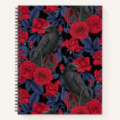 Carnet Ravages et roses avec des feuilles bleu foncé (Devant)