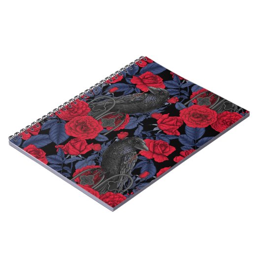 Carnet Ravages et roses avec des feuilles bleu foncé (Côté gauche)