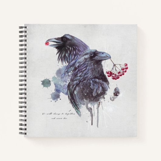 Carnet Ravens Berries Aquarelle Arrière - plan (Devant)