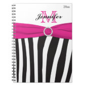 Carnet rayé blanc rose noir personnalisé (Devant)