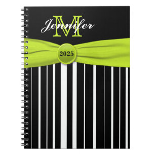 Carnet rayé noir blanc à chaux personnalisé