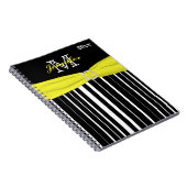 Carnet rayé noir jaune personnalisé (Côté Droit)