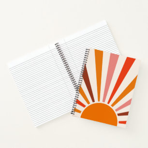 Carnet Rayons Soleil Rétro Coucher Soleil Orange Jaune Ro