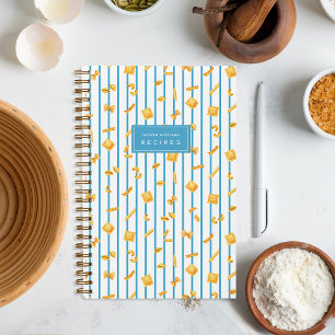 Carnet Rayure Bleue Formes de Pâtes Personnalisées