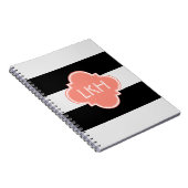 Carnet Rayure chic et monogramme trois (Côté Droit)