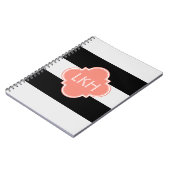 Carnet Rayure chic et monogramme trois (Côté gauche)