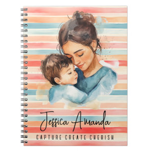 Carnet Rayure colorée aquarelle lumineuse personnalisée