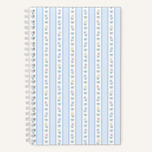 Carnet Rayure de ruban de tulipe bleu