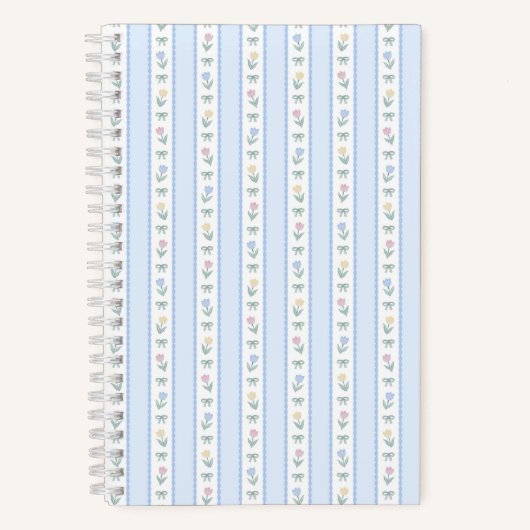 Carnet Rayure de ruban de tulipe bleu (Recto)