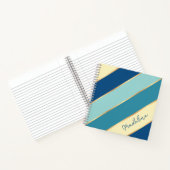 Carnet Rayure dorée jaune sarcelle bleue personnalisée (Intérieur)