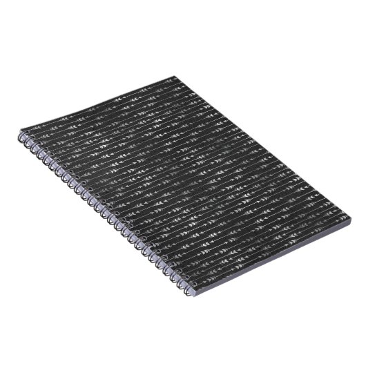 Carnet Rayure grise abstraite de style bohème fléché (Côté Droit)