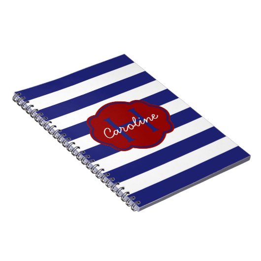 Carnet Rayure horizontale classique bleue et blanche (Côté Droit)