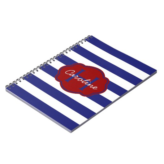 Carnet Rayure horizontale classique bleue et blanche (Côté gauche)