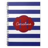 Carnet Rayure horizontale classique bleue et blanche (Devant)