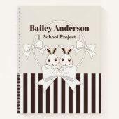 Carnet Rayure Moderne Classique Lapin Jumeau Enfantin Car (Devant)