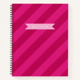 Carnet Rayure Rose Moderne Mignonne Personnalisée