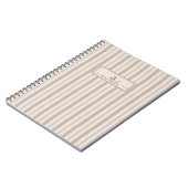 Carnet Rayure rustique initiale beige et taupe de ferme (Côté gauche)