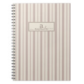 Carnet Rayure rustique initiale beige et taupe de ferme (Devant)