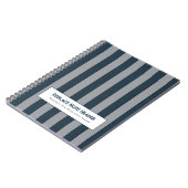 Carnet Rayure verticale personnalisée bleu gris (Côté gauche)