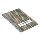 Carnet Rayure verticale personnalisée sarcelle rose (Côté Droit)