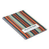 Carnet Rayure verticale personnalisée sarcelle rouille (Côté Droit)