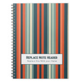 Carnet Rayure verticale personnalisée sarcelle rouille (Devant)