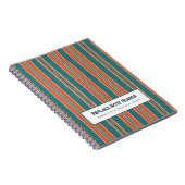 Carnet Rayure verticale personnalisée sarcelle rouille (Côté Droit)