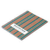 Carnet Rayure verticale personnalisée sarcelle rouille (Côté gauche)