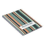 Carnet Rayure verticale personnalisée sarcelle rouille (Côté Droit)