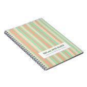 Carnet Rayure verticale personnalisée vert orange (Côté Droit)
