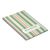 Carnet Rayure verticale personnalisée vert orange (Côté Droit)