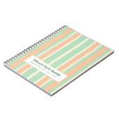 Carnet Rayure verticale personnalisée vert orange (Côté gauche)
