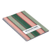 Carnet Rayure verticale personnalisée vert rose (Côté Droit)