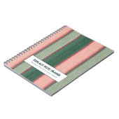 Carnet Rayure verticale personnalisée vert rose (Côté gauche)