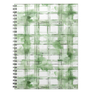 Carnet Rayures à carreaux verts blancs