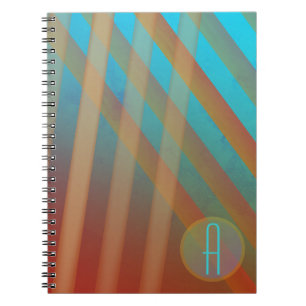 Carnet Rayures Abstraites/Monogramme/Turquoise & Teintes