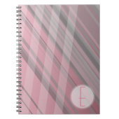 Carnet Rayures Abstraites/rose et gris/monogramme (Devant)