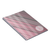Carnet Rayures abstraites/Rose & Gris/Monogramme (Côté Droit)