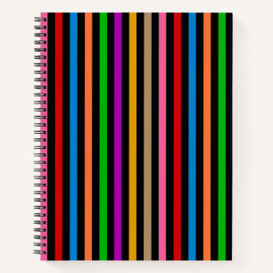 Carnet Rayures arc-en-ciel colorées - Noir