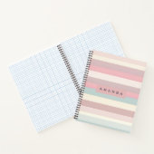 Carnet Rayures arc-en-ciel pastel personnalisées douces (Intérieur)