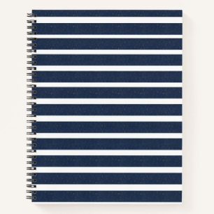 Carnet Rayures Bleu Nuit Blanc