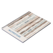 Carnet Rayures bleu pâle marron crème (Côté gauche)