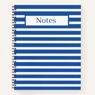 Carnet Rayures Bleues Blanches Personnalisées