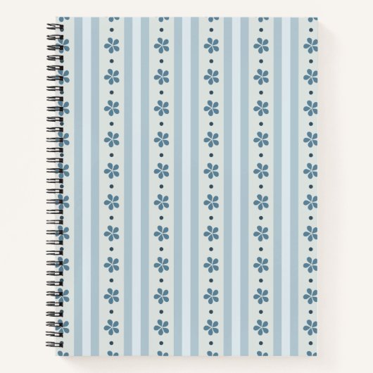 Carnet Rayures Bleues Clair Et Fleurs (Devant)