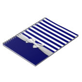 Carnet Rayures bleues nautiques et graphique blanc d'arc (Côté gauche)