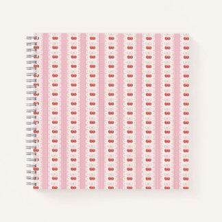 Carnet Rayures Cerise Prépa - Rose et Blanc Cassé